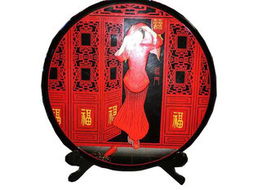 山西平遙推光漆器雙駿馬漆盤 傳統工藝與現代家居的完美融合